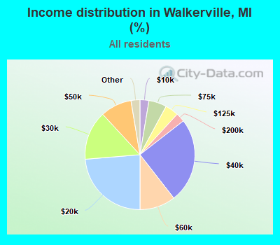 Income distribution in Walkerville, MI (%)