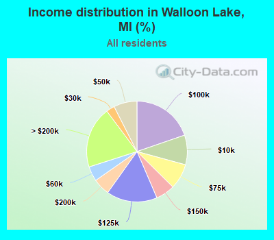 Income distribution in Walloon Lake, MI (%)