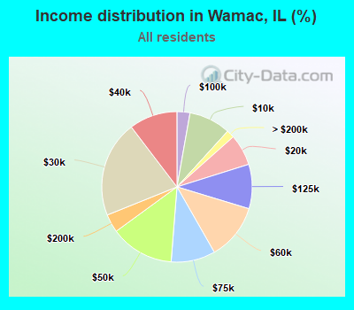 Income distribution in Wamac, IL (%)