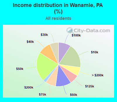 Income distribution in Wanamie, PA (%)