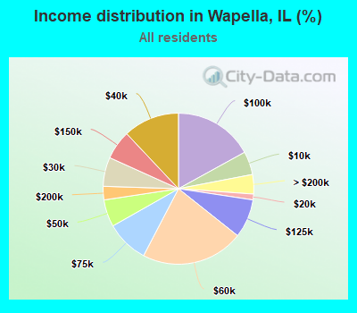Income distribution in Wapella, IL (%)