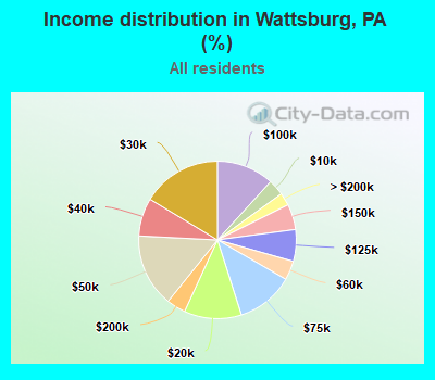 Income distribution in Wattsburg, PA (%)