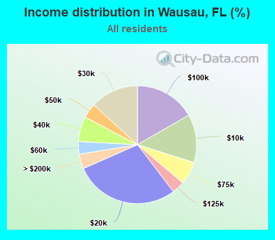 Income distribution in Wausau, FL (%)