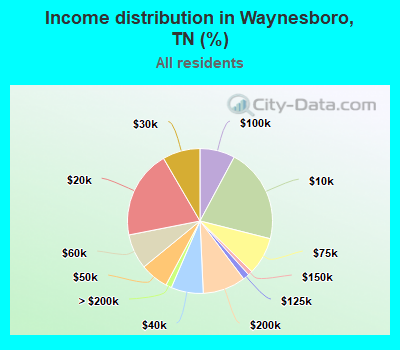 Income distribution in Waynesboro, TN (%)