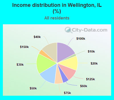 Income distribution in Wellington, IL (%)