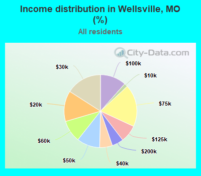 Income distribution in Wellsville, MO (%)