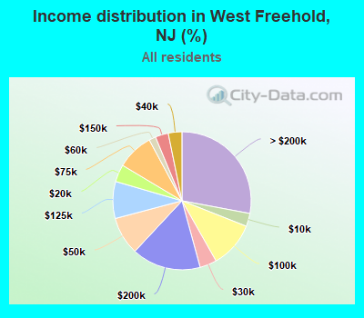 Income distribution in West Freehold, NJ (%)