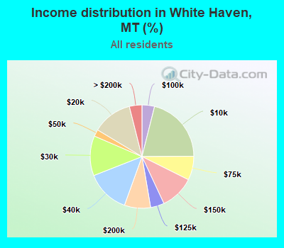 Income distribution in White Haven, MT (%)