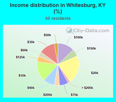 Income distribution in Whitesburg, KY (%)