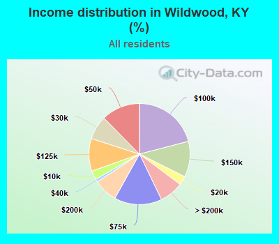 Income distribution in Wildwood, KY (%)
