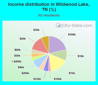 Income distribution in Wildwood Lake, TN (%)