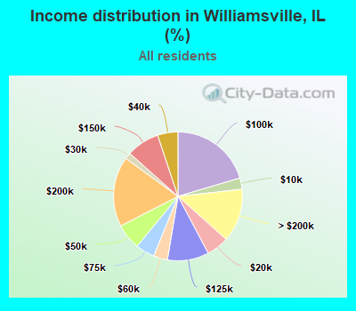 Income distribution in Williamsville, IL (%)
