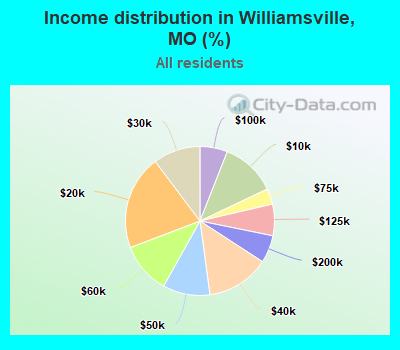 Income distribution in Williamsville, MO (%)