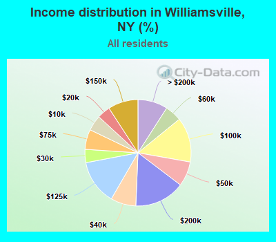 Income distribution in Williamsville, NY (%)