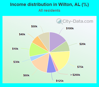 Income distribution in Wilton, AL (%)