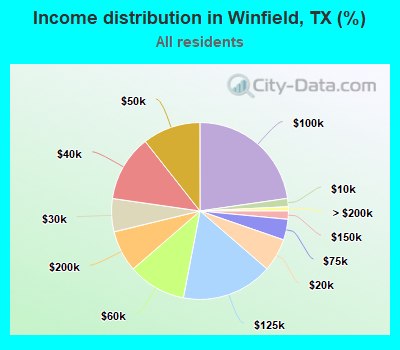 Income distribution in Winfield, TX (%)