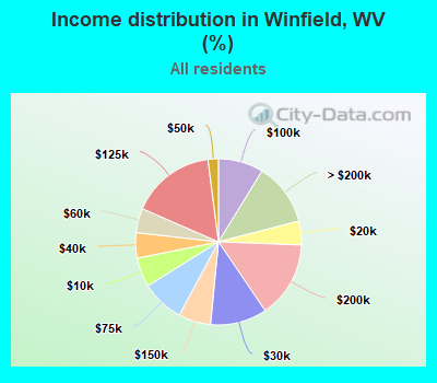 Income distribution in Winfield, WV (%)