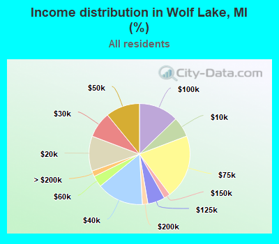 Income distribution in Wolf Lake, MI (%)