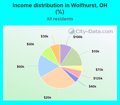 Income distribution in Wolfhurst, OH (%)
