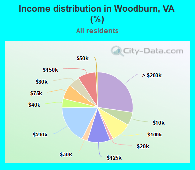 Income distribution in Woodburn, VA (%)