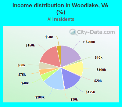 Income distribution in Woodlake, VA (%)