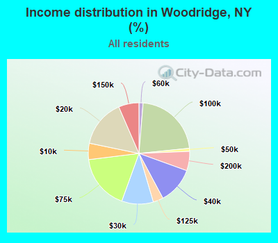 Income distribution in Woodridge, NY (%)