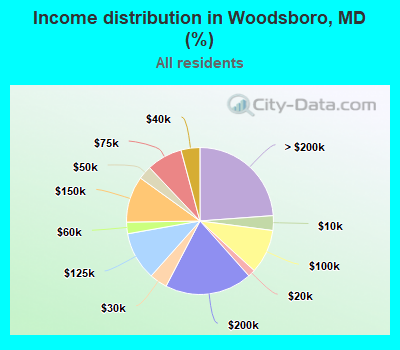 Income distribution in Woodsboro, MD (%)