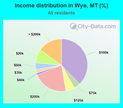 Income distribution in Wye, MT (%)