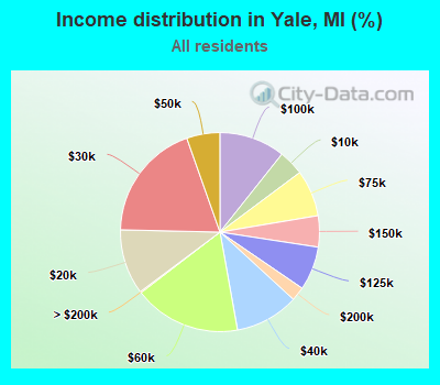 Income distribution in Yale, MI (%)