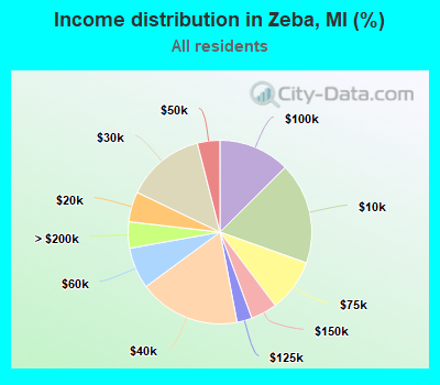 Income distribution in Zeba, MI (%)