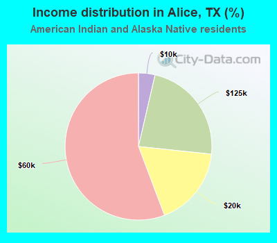Income distribution in Alice, TX (%)