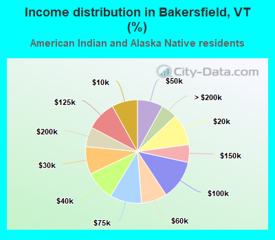 Income distribution in Bakersfield, VT (%)