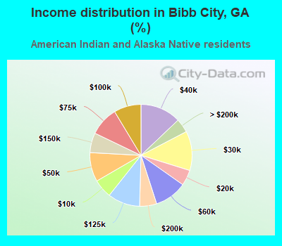 Income distribution in Bibb City, GA (%)