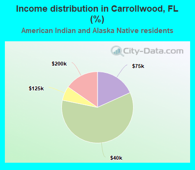 Income distribution in Carrollwood, FL (%)