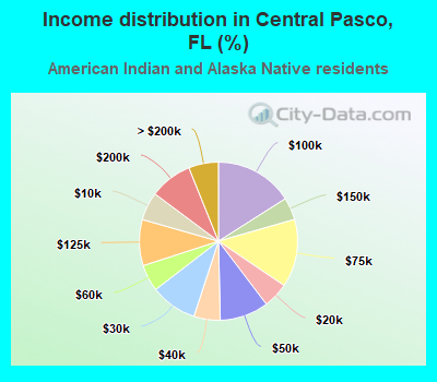 Income distribution in Central Pasco, FL (%)