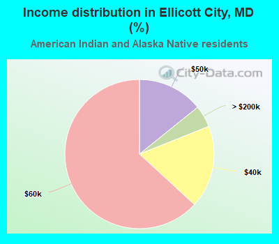 Income distribution in Ellicott City, MD (%)