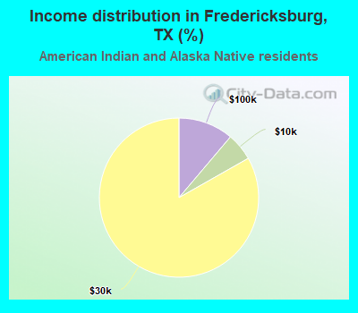 Income distribution in Fredericksburg, TX (%)
