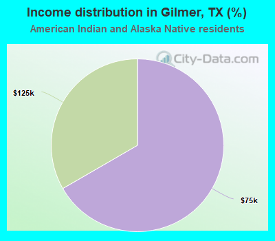 Income distribution in Gilmer, TX (%)