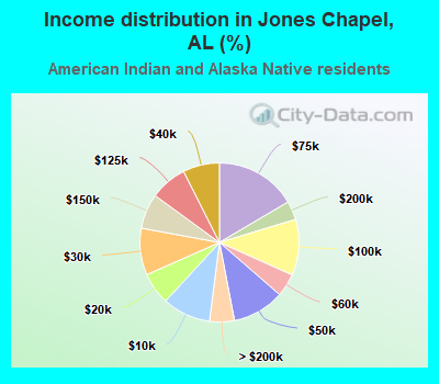 Income distribution in Jones Chapel, AL (%)