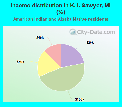 Income distribution in K. I. Sawyer, MI (%)