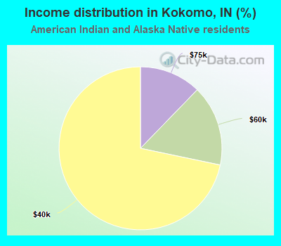 Income distribution in Kokomo, IN (%)