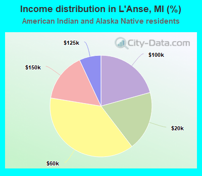 Income distribution in L'Anse, MI (%)