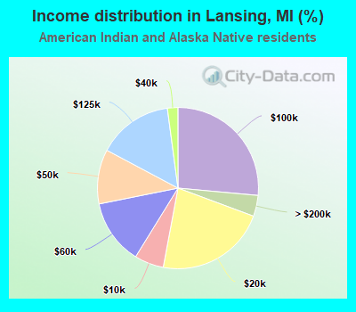 Income distribution in Lansing, MI (%)