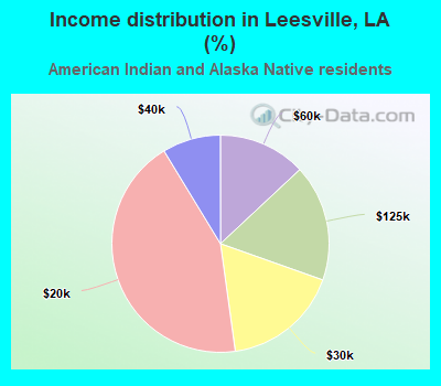 Income distribution in Leesville, LA (%)