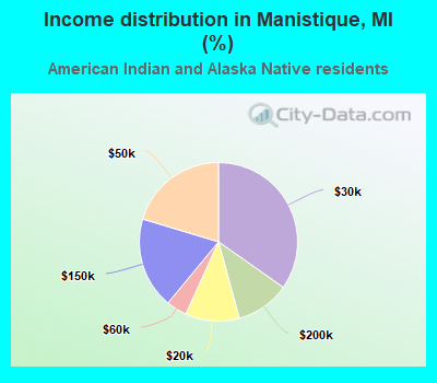 Income distribution in Manistique, MI (%)