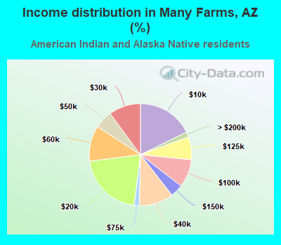 Income distribution in Many Farms, AZ (%)
