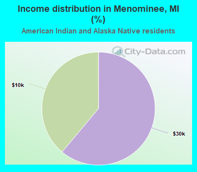 Income distribution in Menominee, MI (%)