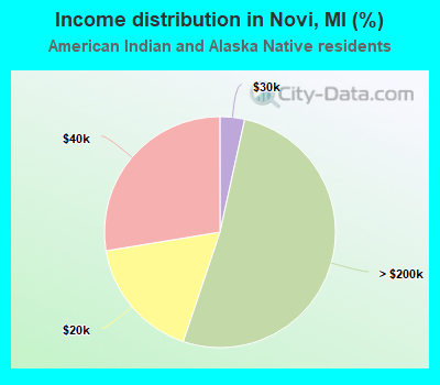 Income distribution in Novi, MI (%)