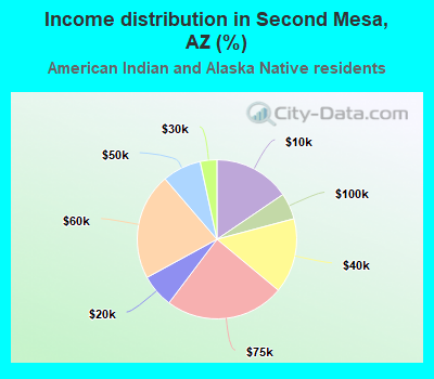 Income distribution in Second Mesa, AZ (%)