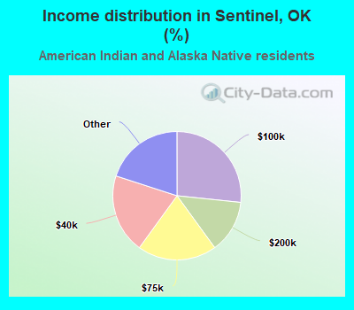 Income distribution in Sentinel, OK (%)